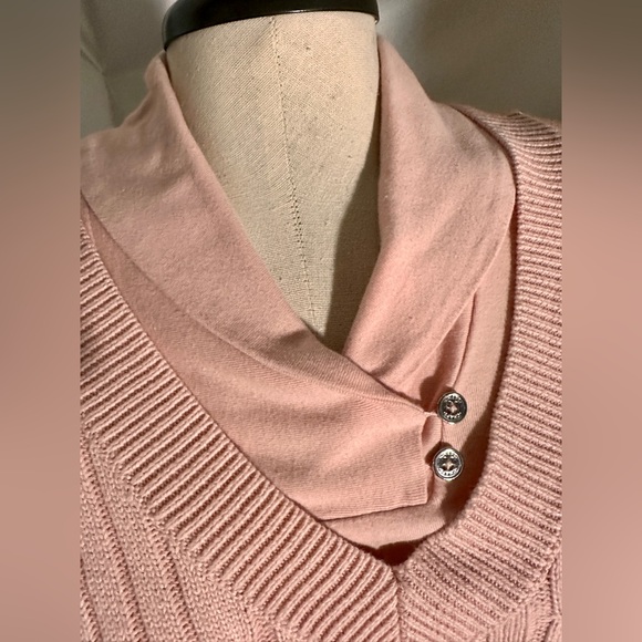 Chaps Pink Sweater Set PM (Petite Medium) Cable Knit 2 Piece - Picture 12 of 16